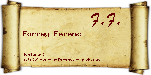 Forray Ferenc névjegykártya